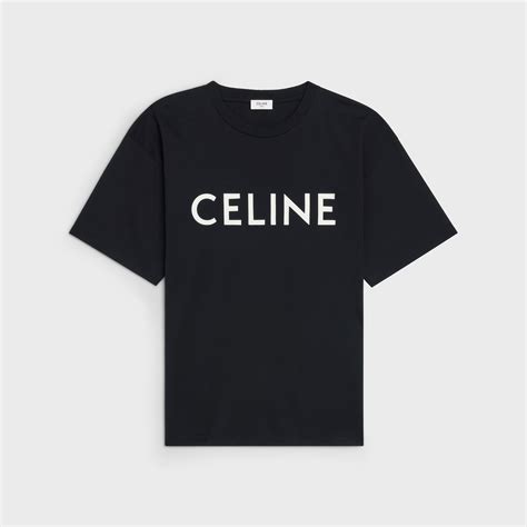 celine loose t-shirt in cotton jersey black / white|Celine.